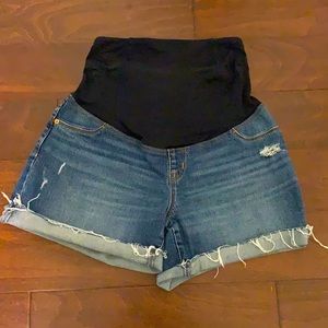 COPY - Isabel maternity blue jean shorts